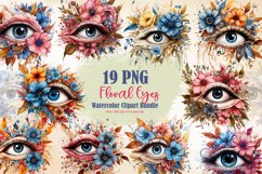 Floral eye watercolor clipart sublimation bundle Product Image 1