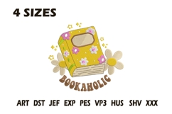 Bookaholic Retro Book Embroidery Design Product Image 1