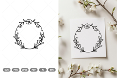 Floral Frame SVG &amp; Clipart Product Image 1