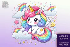 Adorable Baby Rainbow Unicorn Png Clip Art Product Image 1