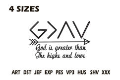God Is Greater Than Highs And Lows Embroidery Design Product Image 1