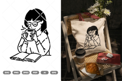Book and Coffee SVG &amp; Clipart Product Image 1