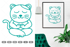 Namaste Cat Doodle SVG &amp; Clipart Product Image 1