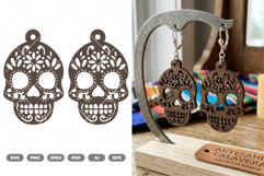 Sugar Skull Earrings SVG &amp; Clipart Product Image 1