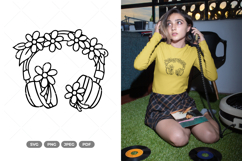 Floral Headphone SVG &amp; Clipart Product Image 1