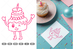Birthday Cake Mascot SVG &amp; Clipart Product Image 1