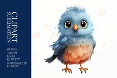 Cute baby bird watercolor clipart sublimation Product Image 1