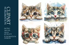 Patriotic cat 4th of July Watercolor clipart Product Image 1