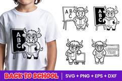 Cute School Highland Cow SVG PNG Product Image 1