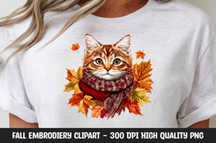 Autumn Cat with Cozy Scarf Clipart Product Image 1