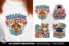 Reading Rockstar Clipart Sublimation PNG Product Image 1