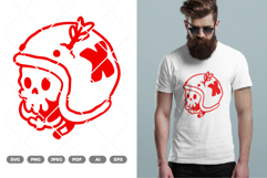 Skull Head Wearing Helmet SVG &amp; Clipart Product Image 1