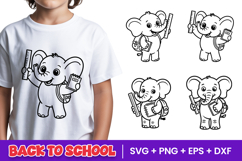 Cute School Elephant Student SVG PNG Product Image 1