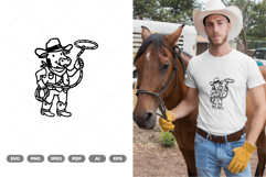 Cow Cowboy Doodle SVG &amp; Clipart Product Image 1