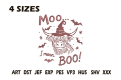 Moo I Mean Boo Halloween Embroidery Product Image 1