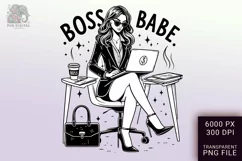 Boss Babe Charm - Empowering Businesswoman PNG Clip Art Product Image 1