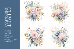 Watercolor flower bunch Clip Art sublimation png Product Image 1