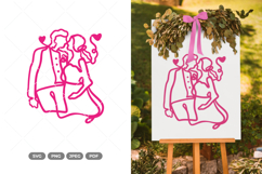 Wedding Couple Monoline SVG &amp; Clipart Product Image 1