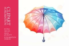 Watercolor Colorful Umbrella Clipart Sublimation Product Image 1