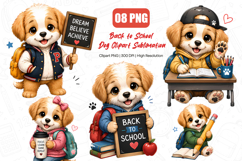 Back to School Dog Clipart PNG, Cute Puppy Student PNG Product Image 1