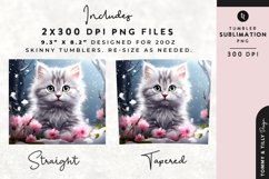 Christmas Snowy Animal Kitten Tumbler Wrap PNG Sublimation Product Image 2