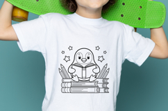 Cute Reading Penguin School SVG PNG Product Image 3