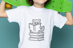 Cute Reading Raccoon School SVG PNG Product Image 3