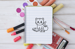 Cute School Cat Reading SVG PNG Product Image 3
