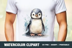 Watercolor Cute Baby Penguins Clipart Sublimation Product Image 2