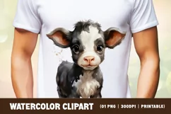 Cute funny cow peeking watercolor clipart sublimation Product Image 2