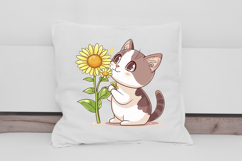 Cute Cat with Sunflower Clipart Product Image 2