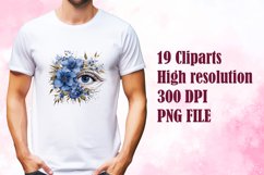 Floral eye watercolor clipart sublimation bundle Product Image 3
