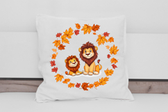 Autumn Wreath with Cute Animals Clipart Product Image 2