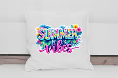 Summer Vibes Neon Tropical Flower Clipart PNG Product Image 2