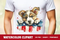 Patriotic dog 4th of July Watercolor clipart Product Image 2