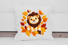 Cute Autumn Bear Leaves Clipart Product Image 2