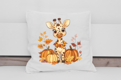 Cute Giraffe with Pumpkins Clipart Product Image 2