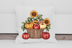 Autumn Harvest Basket Flowers Clipart Product Image 2