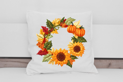 Sunflower Pumpkin Autumn Wreath Clipart Product Image 2
