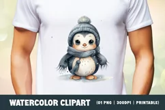 Watercolor Cute Baby Penguins Clipart Sublimation Product Image 2