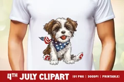 Patriotic dog 4th of July Watercolor clipart Product Image 2