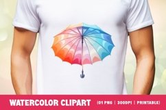 Watercolor Colorful Umbrella Clipart Sublimation Product Image 2