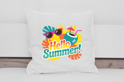 Hello Summer Tropical Coconut and Sun Clipart PNG Product Image 2