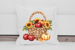 Pumpkin Sunflower Autumn Basket Clipart Product Image 2