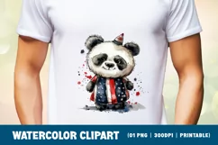 Patriotic Panda 4th of July watercolor clipart Product Image 1