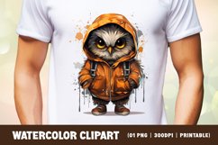 Watercolor Grumpy Owl Clipart Sublimation Product Image 2