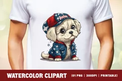 Patriotic puppy 4th of July Watercolor Clipart Product Image 2
