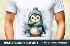 Watercolor Cute Baby Penguins Clipart Sublimation Product Image 2