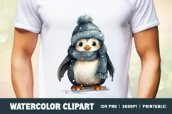 Watercolor Cute Baby Penguins Clipart Sublimation Product Image 2