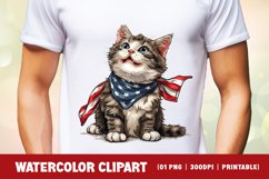 Patriotic cat 4th of July Watercolor clipart Product Image 2